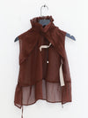 OUDE WAAG High-Neck Shirred Halter Vest OW-OW-25SS-TP02-JZ (PU790 Crimson Purple) (OW-25SS-TP02 OW-25PF-TP03)